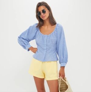 Tuckernuck | Blue & White Gingham Seersucker Quinn Blouse - Size S